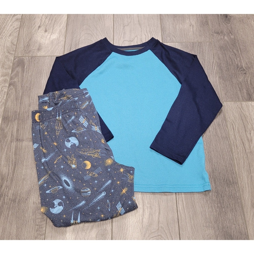 Boys Sonoma 2-Piece Pajama Set Long Sleeve Shirt/Pants Size Small Blue/Space